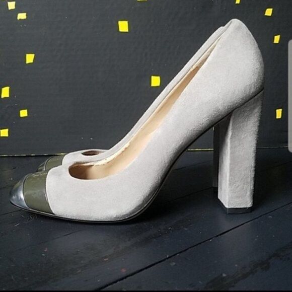 Talbots Grey Suede Square Block Heels - Picture 3 of 8
